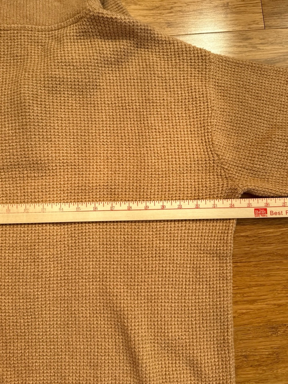 Aerie Cozy Waffle-Knit Mock Neck fisherman Sweater - Camel - Picture 7 of 7